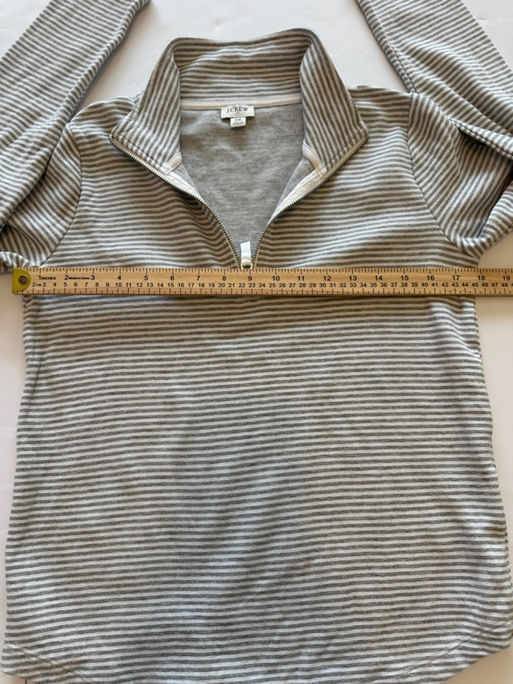 J.Crew XS Striped Half-Zip Pullover in Light Gray and White - Picture 4 of 7